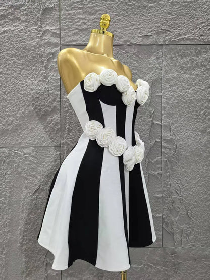 UNIKCOSA’s Strapless Floral Bandage Mini Dress — A-Line Birthday & Vacation Party Elegance