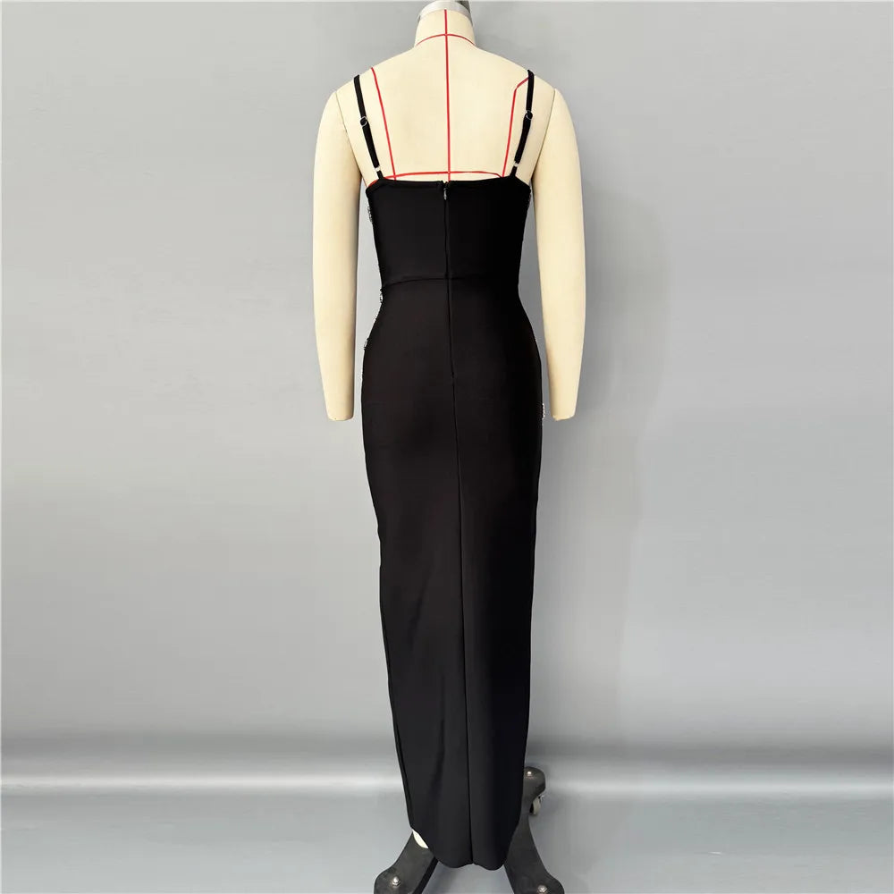 UNIKCOSA’s Diamond Chain Backless Dress — Black Bodycon Bandage Party Elegance 2025
