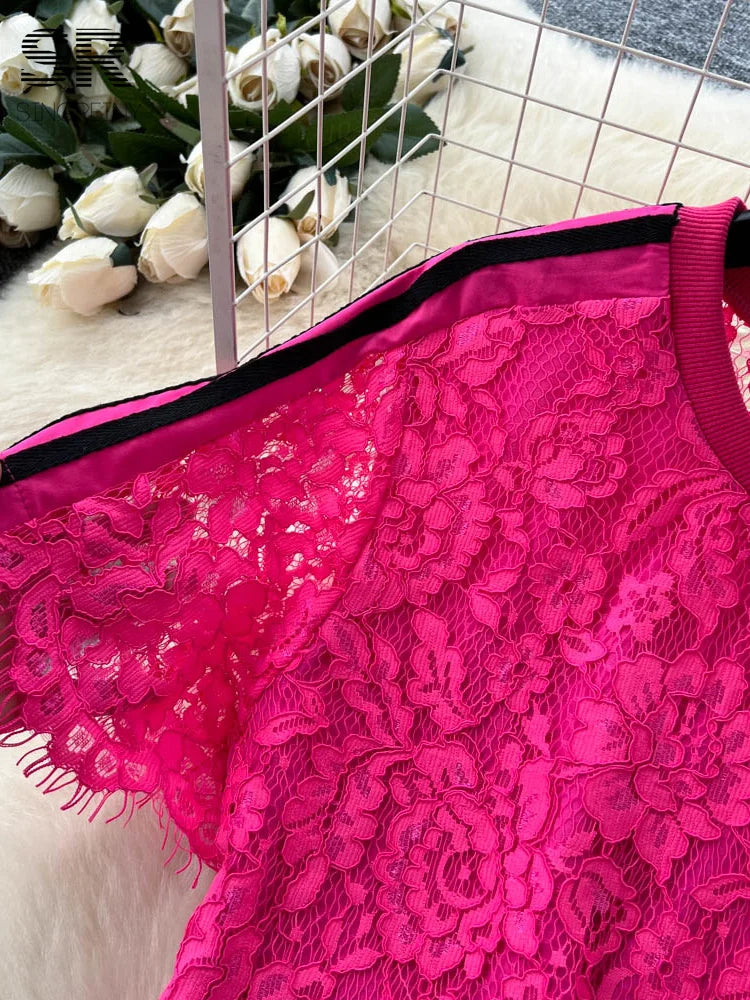 UNIKCOSA’s Summer Crochet Lace Set — Chic Short-Sleeve Top + Wide-Leg Pants 2-Piece