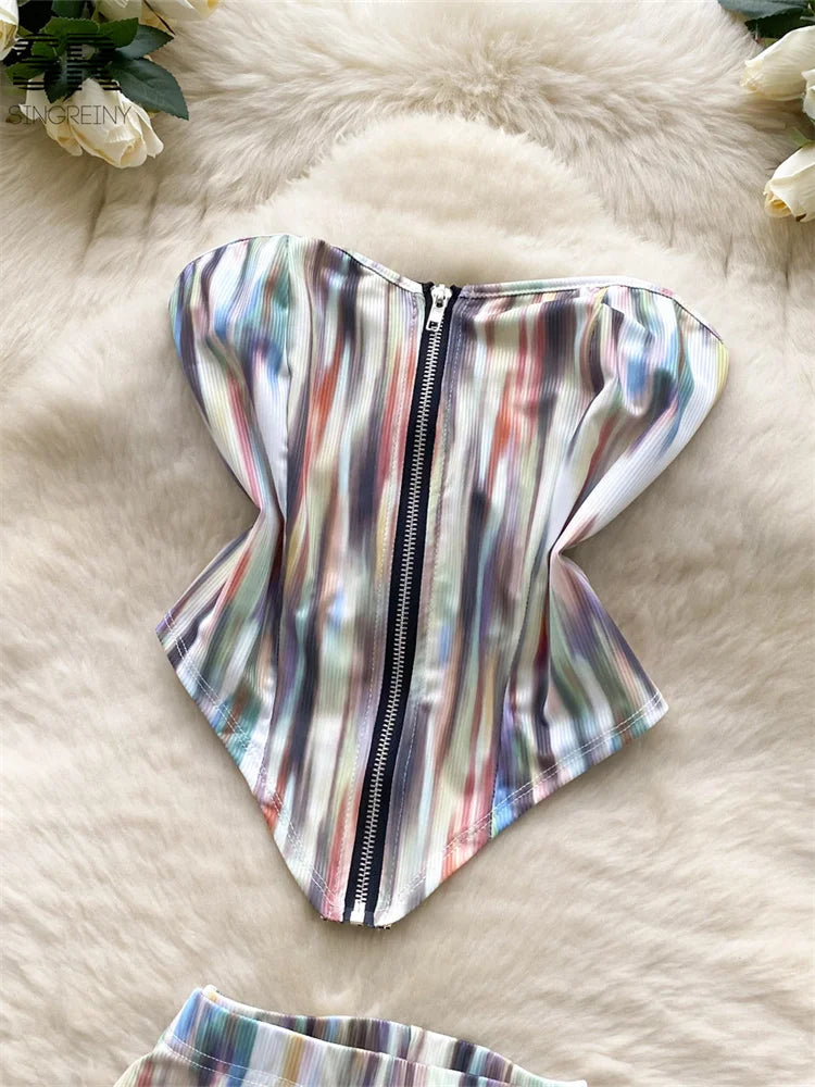 UNIKCOSA’s Strapless Streetwear Set — Zipper Crop Top + Bodycon Pants 2-Piece