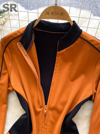 UNIKCOSA’s Color Block Sport Set — Stand Collar Zip Top + Yoga Pants 2-Piece