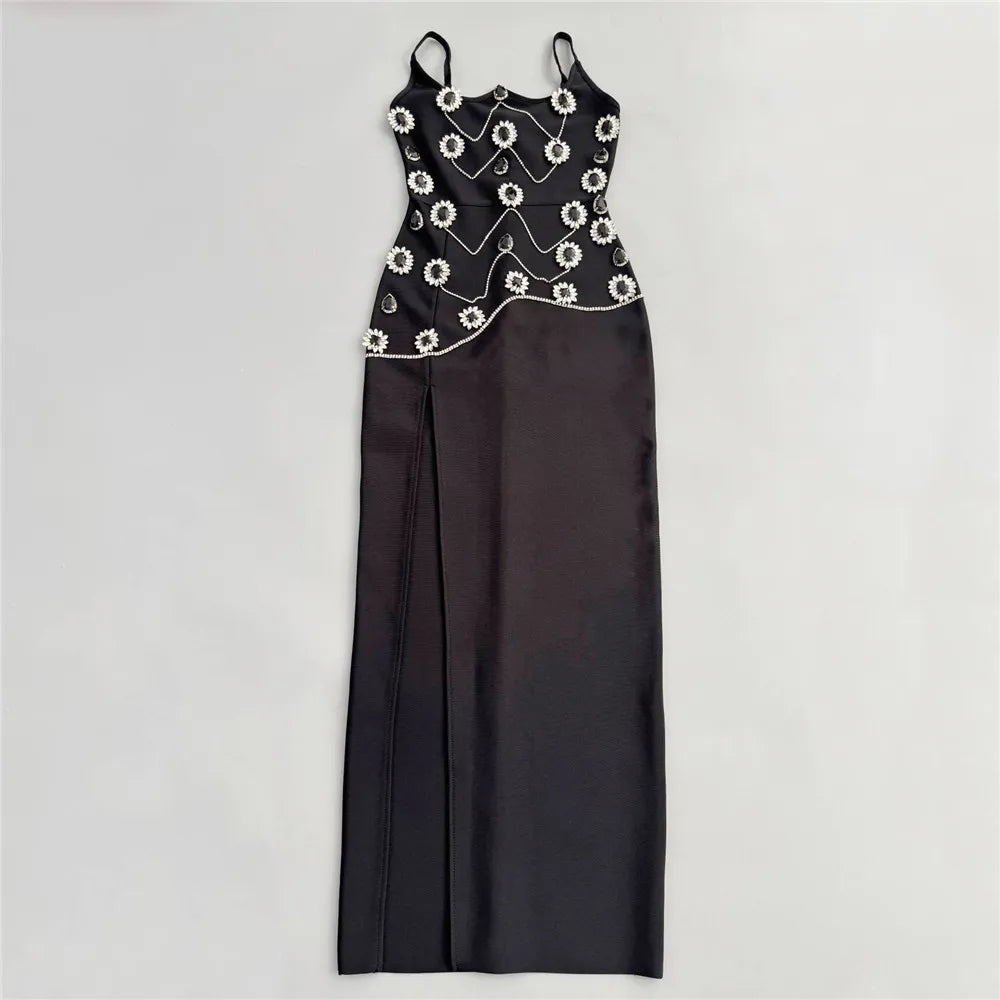 UNIKCOSA’s Diamond Chain Backless Dress — Black Bodycon Bandage Party Elegance 2025