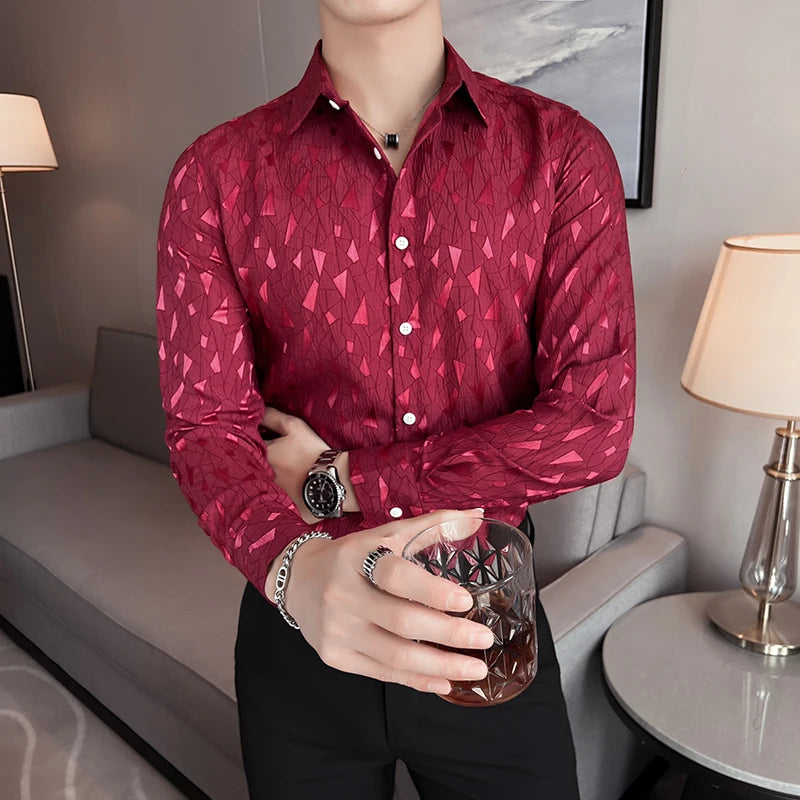 UNIKCOSA Men’s Elegant Spring Shirt – Slim Fit Korean Luxury Long Sleeve Dress Shirt (3 Colors)