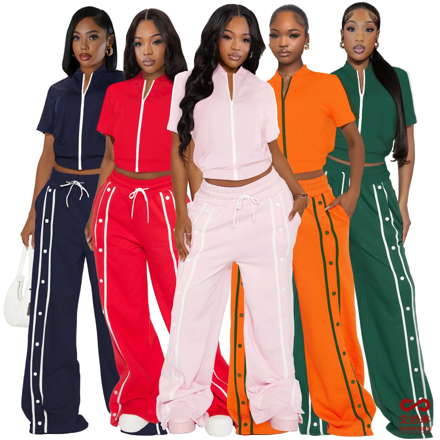 UNIKCOSA’s Summer Streetwear Pant Set — Short-Sleeve Zip Jacket + Wide-Leg Pants
