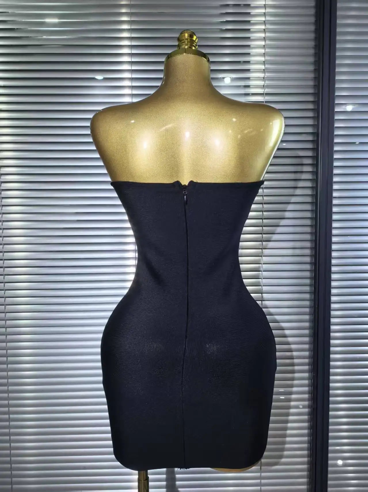 UNIKCOSA’s Crystal Strapless Bodycon Mini Dress — Shimmering Black Bandage Party Elegance