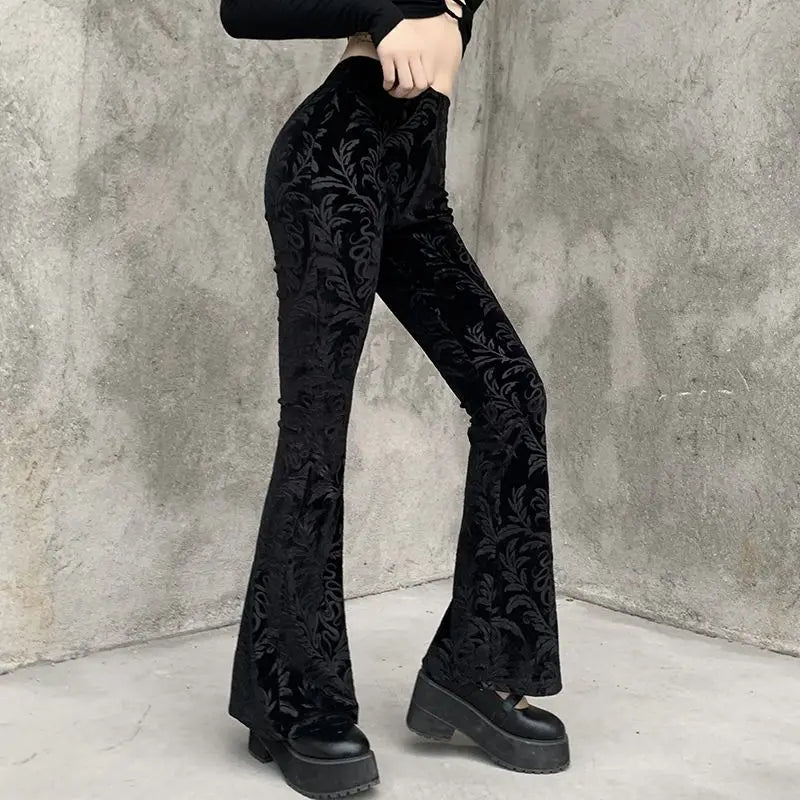 UNIKCOSA’s Dark Chic Trousers — High-Waist Slimming Straight-Leg Micro-Flare Pants