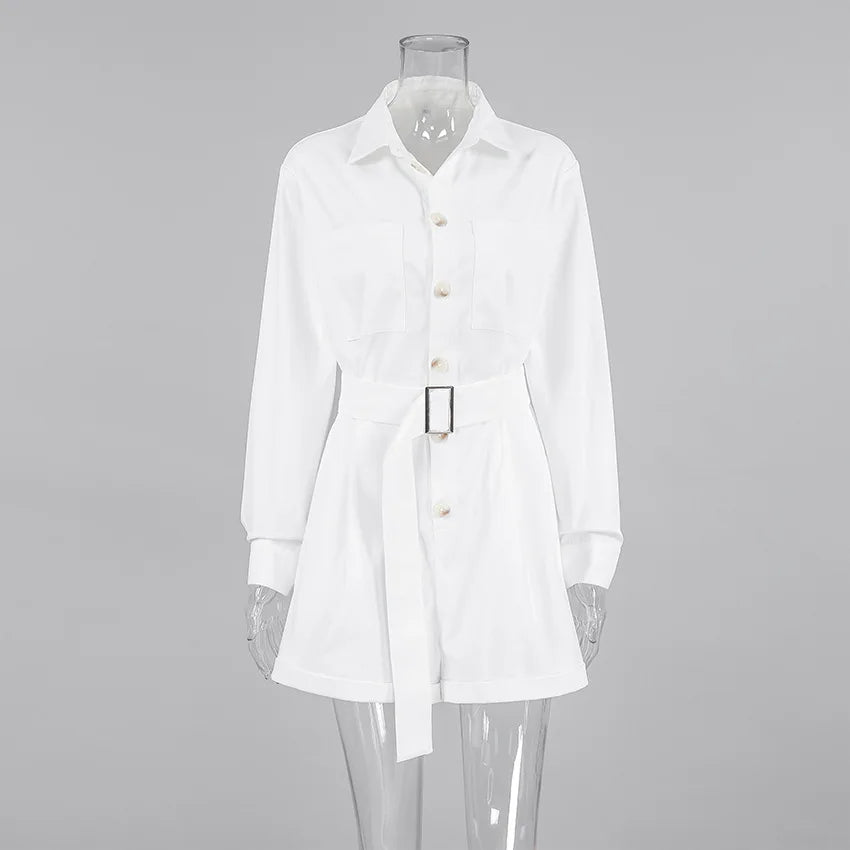 UNIKCOSA™ 2025 Spring/Summer Elegant Romper – Women’s Long-Sleeve Turn-Down Collar Short Jumpsuit | Casual & Party One-Piece Outfit