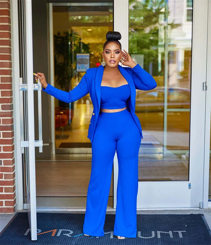 UNIKCOSA’s Elegant 3-Piece Suit — Office Lady Blazer + Pants Formal Business Set