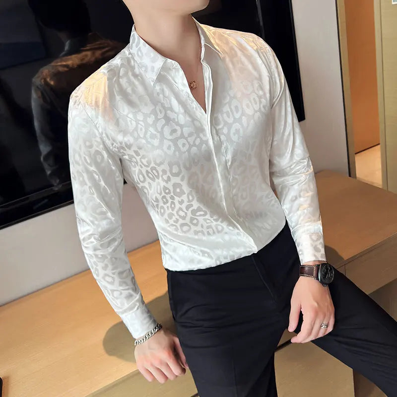 UNIKCOSA Men’s Luxury Printed Shirt – Slim Fit Long Sleeve Prom & Tuxedo Dress Shirt (M–3XL)