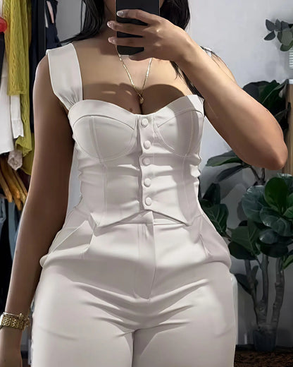 UNIKCOSA™ Elegant Y2K 2-Piece Pant Set – Sexy Sling Crop Top & Wide-Leg High-Waist Pants | Women’s Streetwear Matching Outfit