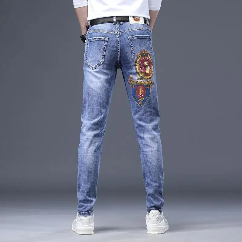 UNIKCOSA Men’s Harajuku Art Jeans – Slim Fit Graphic Painted Denim Pants (Spring/Autumn Streetwear 2000s Style)