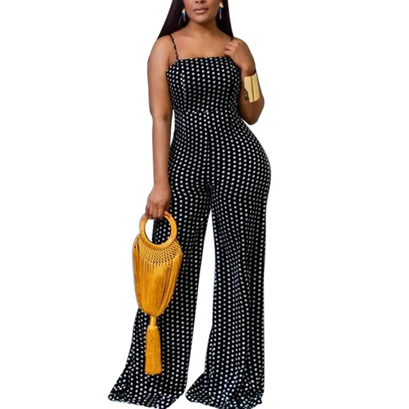 UNIKCOSA™ 2023 Autumn Backless Jumpsuit – High-Waist Dot Print Wide-Leg One-Piece | Women’s Sexy Casual Streetwear Overalls