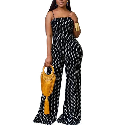 UNIKCOSA™ 2023 Autumn Backless Jumpsuit – High-Waist Dot Print Wide-Leg One-Piece | Women’s Sexy Casual Streetwear Overalls