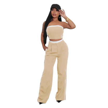 UNIKCOSA’s 2025 Strapless Pant Set — Sexy Bandeau Top + Wide-Leg Loose Pants