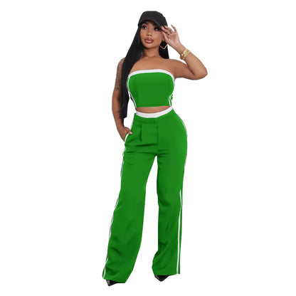 UNIKCOSA’s 2025 Strapless Pant Set — Sexy Bandeau Top + Wide-Leg Loose Pants