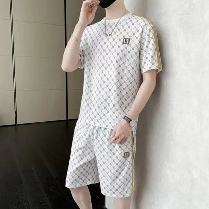 UNIKCOSA Men’s Printed Summer Set – Casual Short Sleeve & Shorts Two-Piece Outfit (2024 Plus-Size Edition)