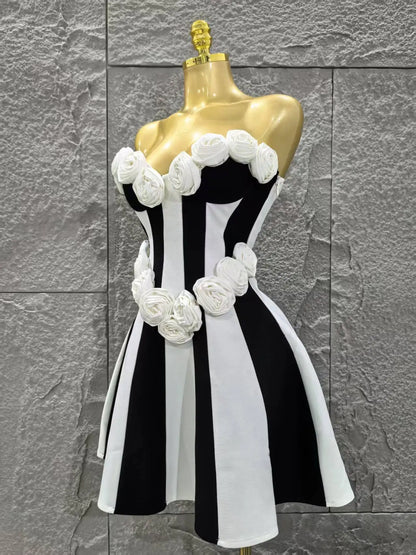 UNIKCOSA’s Strapless Floral Bandage Mini Dress — A-Line Birthday & Vacation Party Elegance