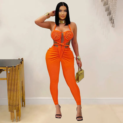 UNIKCOSA’s 2025 Ribbed Halter Jumpsuit — Sexy Backless Ruched One-Piece Clubwear