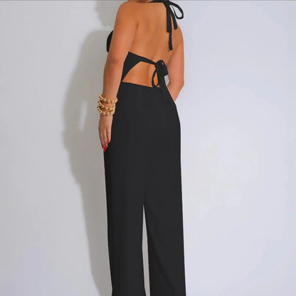 UNIKCOSA™ 2025 Beaded Halter Jumpsuit – Sexy Backless Wide-Leg One-Piece Outfit | Women’s Fitted Romper for Clubwear & Summer Parties
