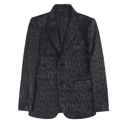 UNIKCOSA Men’s Black Floral Blazer – Slim Fit Single-Breasted Luxury Suit Jacket (Autumn/Winter Edition)