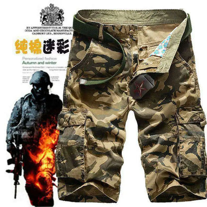 UNIKCOSA Men’s Camouflage Summer Set – Pure Cotton Short Sleeve Shirt & Multi-Pocket Shorts Workwear Outfit