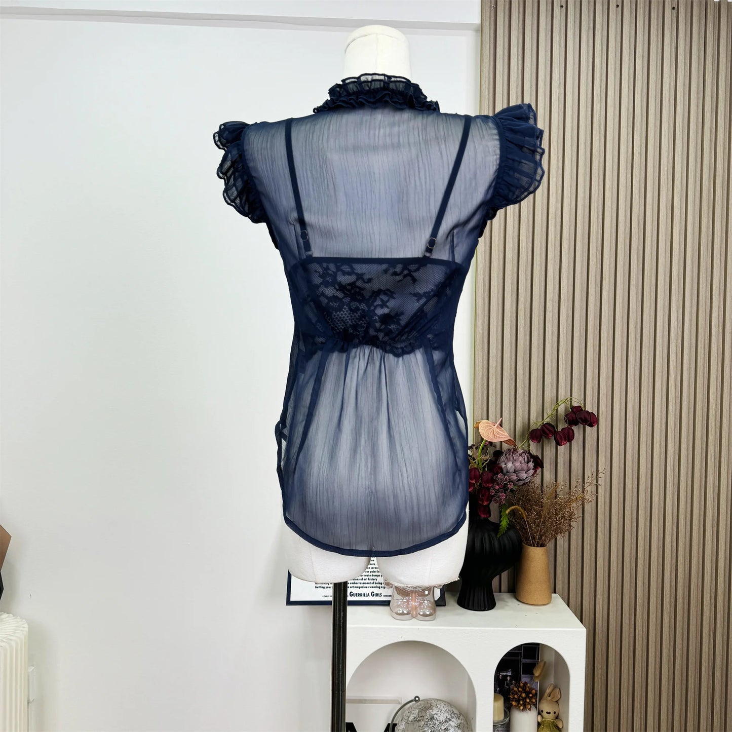 UNIKCOSA’s 2025 French Vintage Ruffle Blouse — Sleeveless V-Neck Coquette Chic