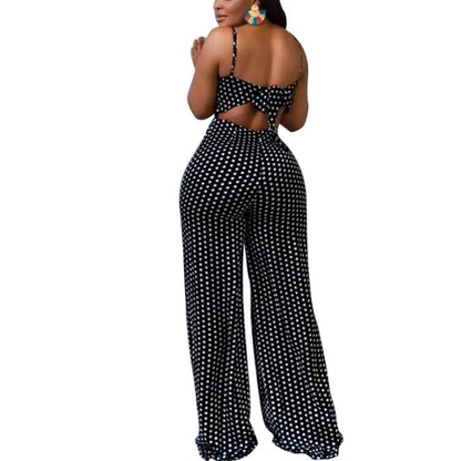 UNIKCOSA™ 2023 Autumn Backless Jumpsuit – High-Waist Dot Print Wide-Leg One-Piece | Women’s Sexy Casual Streetwear Overalls