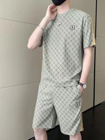 UNIKCOSA Men’s Printed Summer Set – Casual Short Sleeve & Shorts Two-Piece Outfit (2024 Plus-Size Edition)