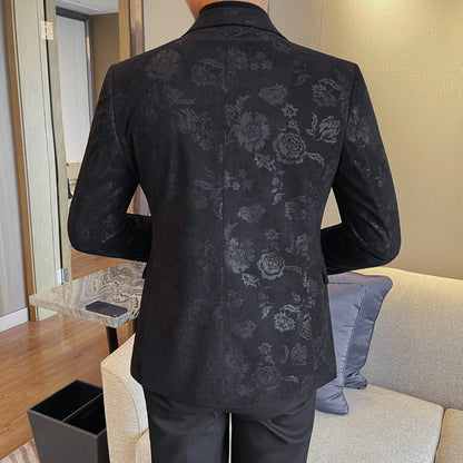 UNIKCOSA Men’s Floral Blazer – Slim Fit Single-Breasted Business & Formal Suit Jacket (Spring Edition)