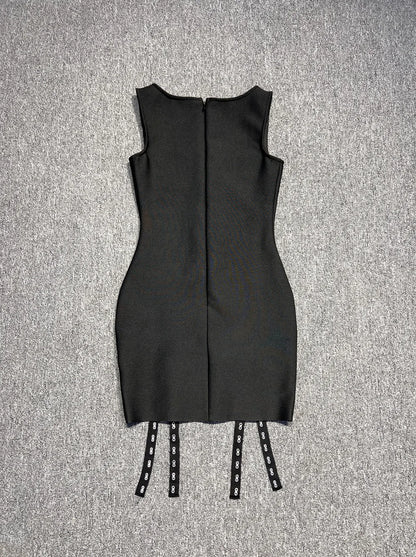 UNIKCOSA’s Square Collar Keyhole Bandage Dress — Sleeveless Bodycon Mini Party Elegance