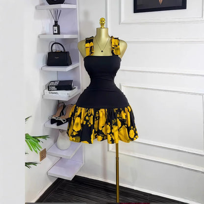 UNIKCOSA’s Printed Pleated Mini Dress — Sleeveless Sheath Vacation Chic