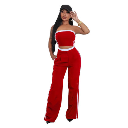 UNIKCOSA’s 2025 Strapless Pant Set — Sexy Bandeau Top + Wide-Leg Loose Pants