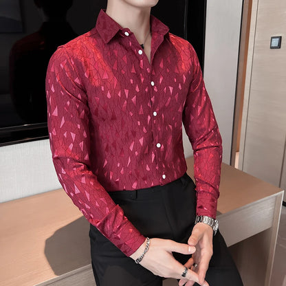UNIKCOSA Men’s Elegant Spring Shirt – Slim Fit Korean Luxury Long Sleeve Dress Shirt (3 Colors)