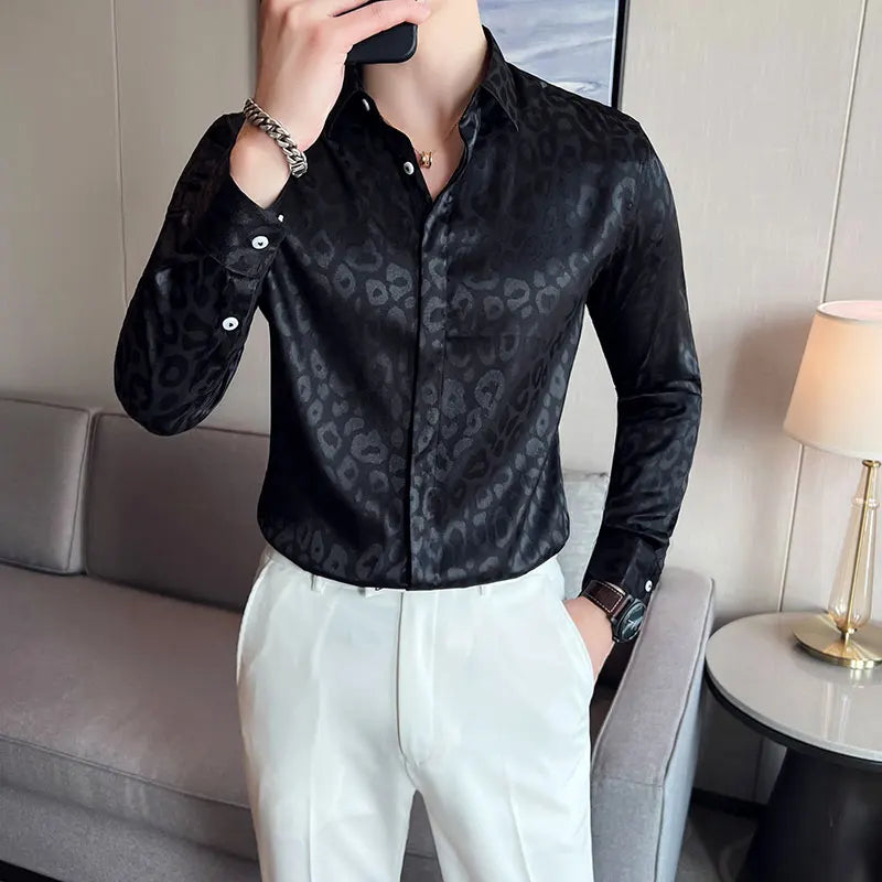 UNIKCOSA Men’s Luxury Printed Shirt – Slim Fit Long Sleeve Prom & Tuxedo Dress Shirt (M–3XL)