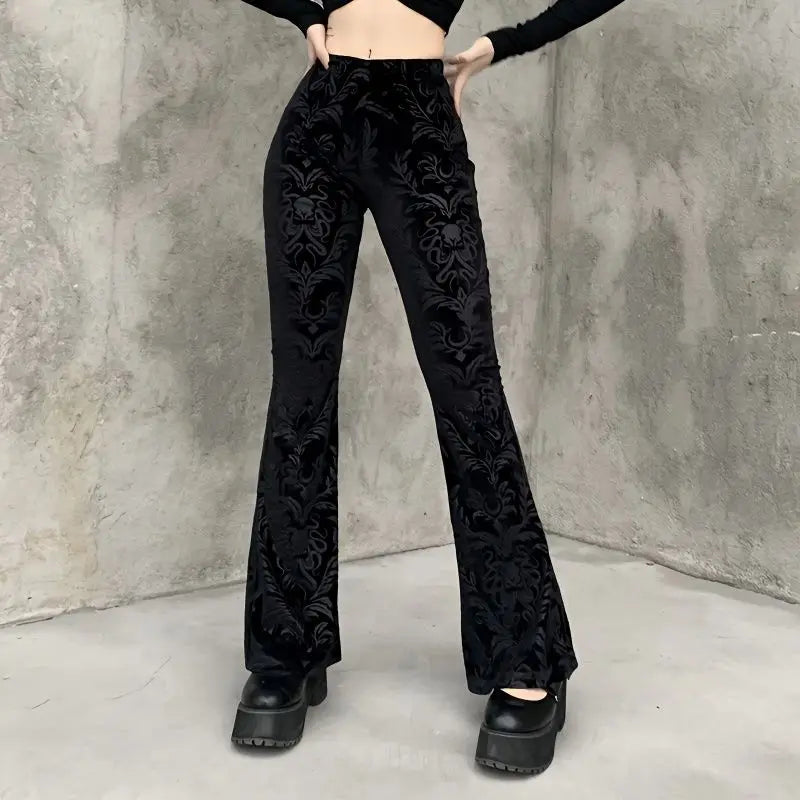 UNIKCOSA’s Dark Chic Trousers — High-Waist Slimming Straight-Leg Micro-Flare Pants