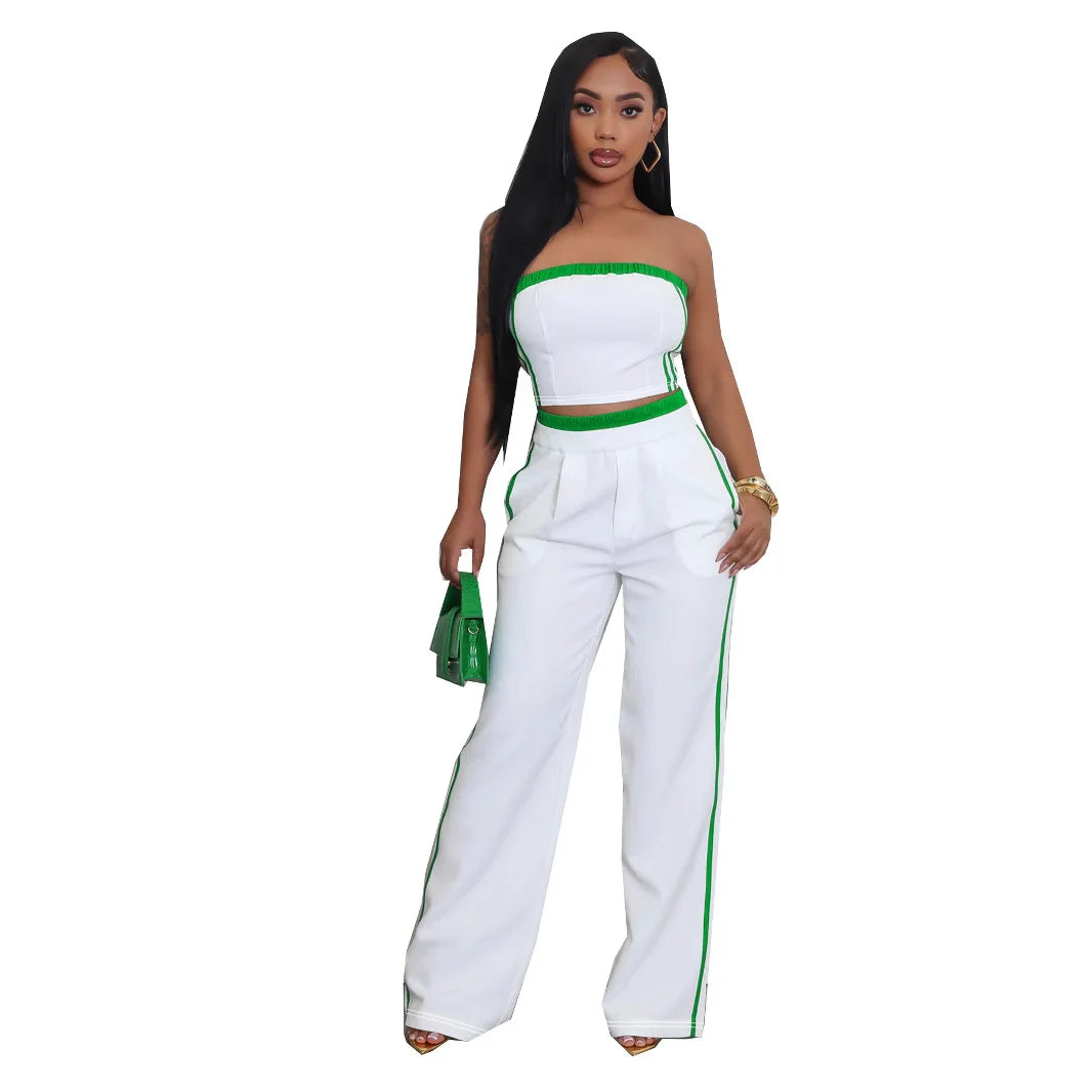 UNIKCOSA’s 2025 Strapless Pant Set — Sexy Bandeau Top + Wide-Leg Loose Pants