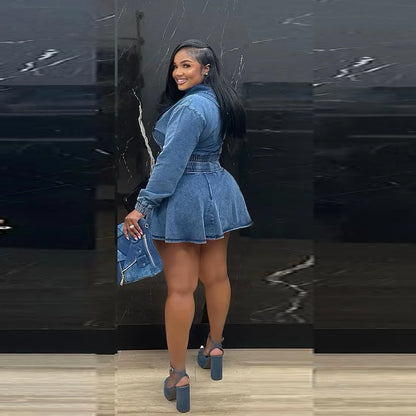 UNIKCOSA™ Denim Skirt 2-Piece Set – Hooded Zipper Top &amp; High-Waist A-Line Skirt | Women’s Y2K Streetwear Matching Outfit