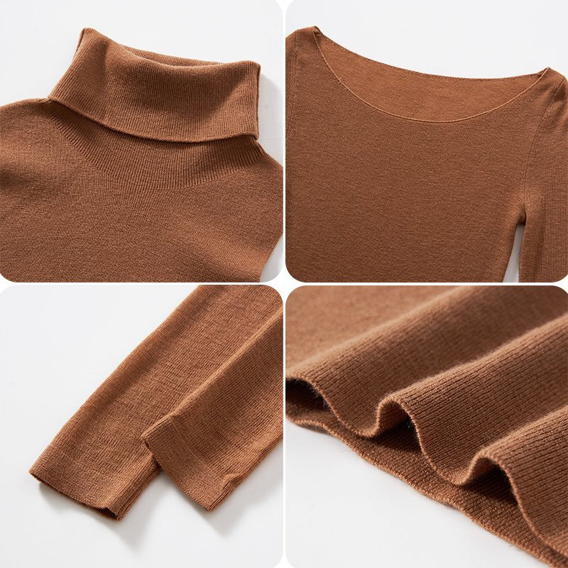 Luxurious Women's Cozy 2-Piece Wool Blend Turtleneck Sweater & Vest Set