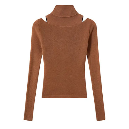 Luxurious Women's Cozy 2-Piece Wool Blend Turtleneck Sweater & Vest Set