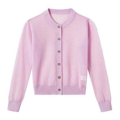 Chic Women's Knitwear Fashion Sweater Cardigan Autumn Mesh Cover-up Jacket