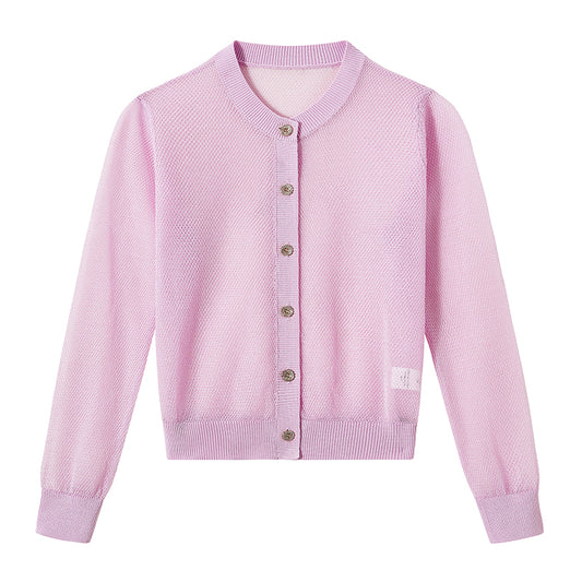 Chic Women's Knitwear Fashion Sweater Cardigan Autumn Mesh Cover-up Jacket