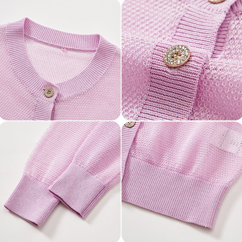 Chic Women's Knitwear Fashion Sweater Cardigan Autumn Mesh Cover-up Jacket