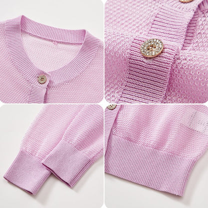 Chic Women's Knitwear Fashion Sweater Cardigan Autumn Mesh Cover-up Jacket