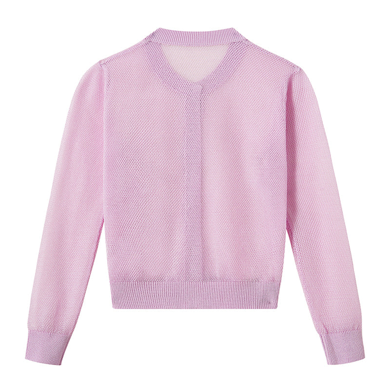 Chic Women's Knitwear Fashion Sweater Cardigan Autumn Mesh Cover-up Jacket