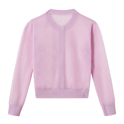 Chic Women's Knitwear Fashion Sweater Cardigan Autumn Mesh Cover-up Jacket