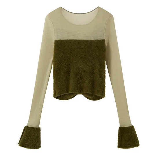 Chic Women's Slim Mohair Blend Knitted Pullover – Fashionable Crew Neck Sweater