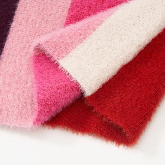 Women's Slim Winter Half-Zip High Neck Pullover Sweater - Casual Color Block Knit Top