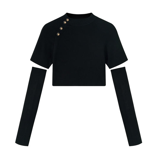 Women's Stylish Knit Pullover Top: Short-Sleeve, Stand Collar, Bamboo Blend