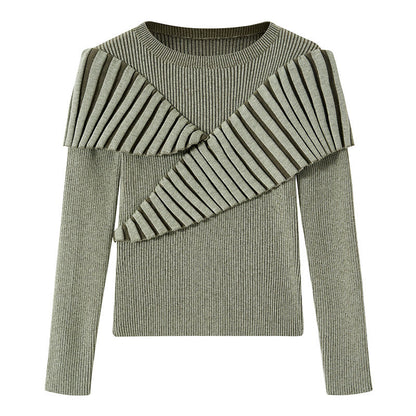 Cozy Wool Blend Women's Long Sleeve Crew Neck Pullover Sweater Autumn Fashion