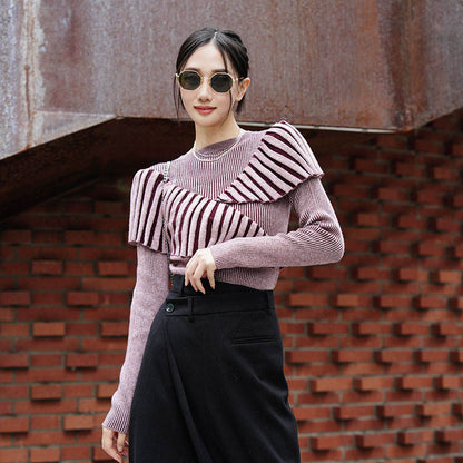 Cozy Wool Blend Women's Long Sleeve Crew Neck Pullover Sweater Autumn Fashion